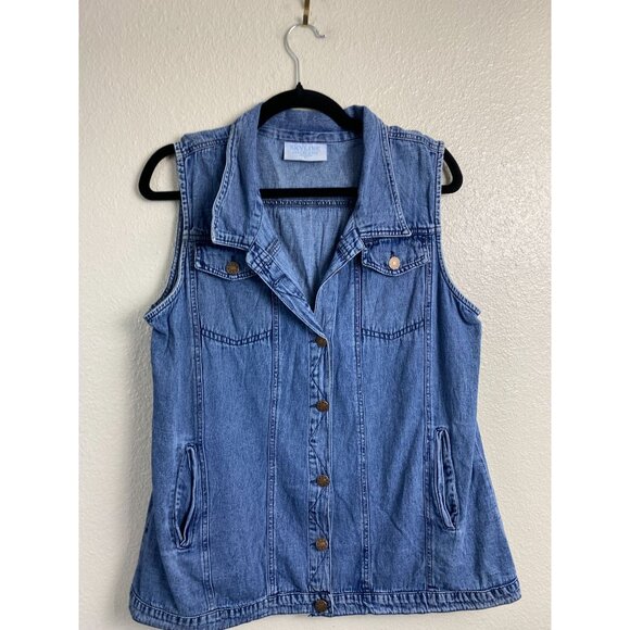 Skyline Collection Blue Sleeveless Button Up Denim Top Women size XL Classic - Picture 15 of 15